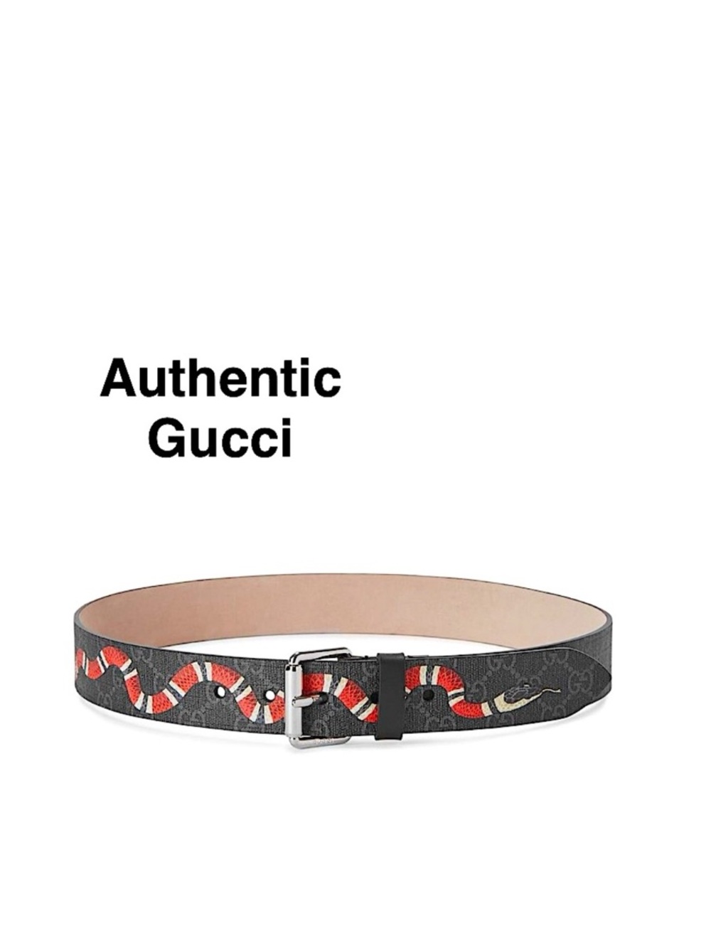 AUTHENTIC Gucci Snake Supreme Leather Belt & box BLK Size L 434520K5O1T unisex⭐️